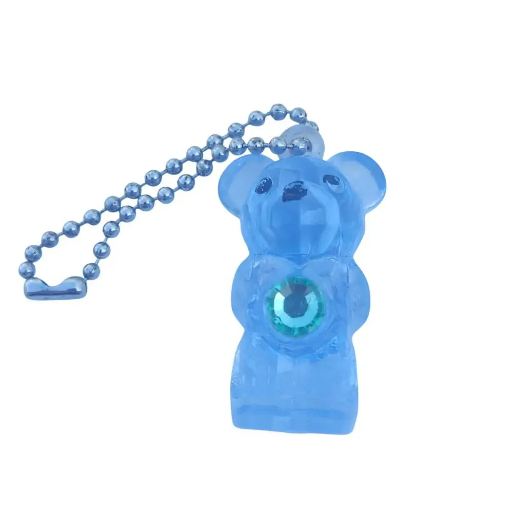 A&A Prism Teddy Bear Blue Plastic Keychain Rhinestone Bag Charm Zipper Pull Toy
